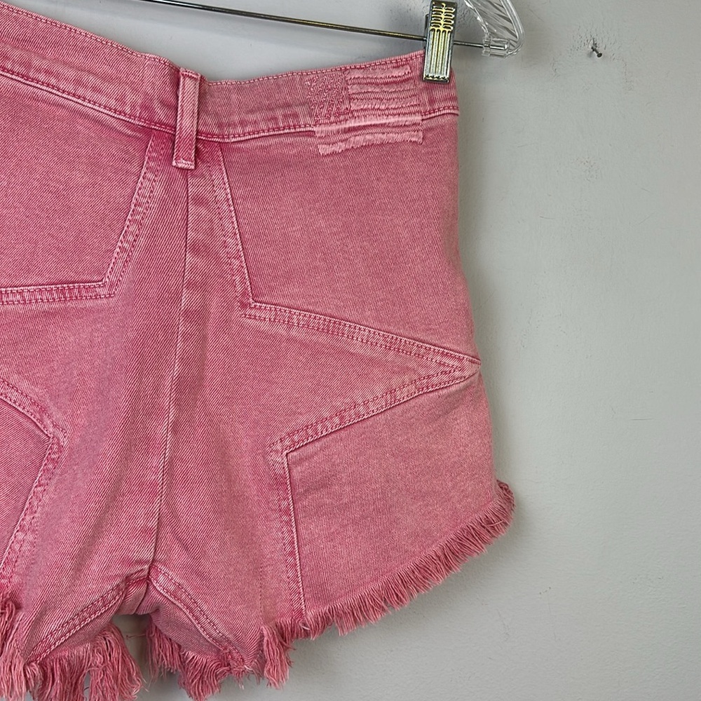 REVICE High Rise Pink Jean Short Frayed Hem Size 28 Cotton Stretch Star Back USA - Picture 13 of 16